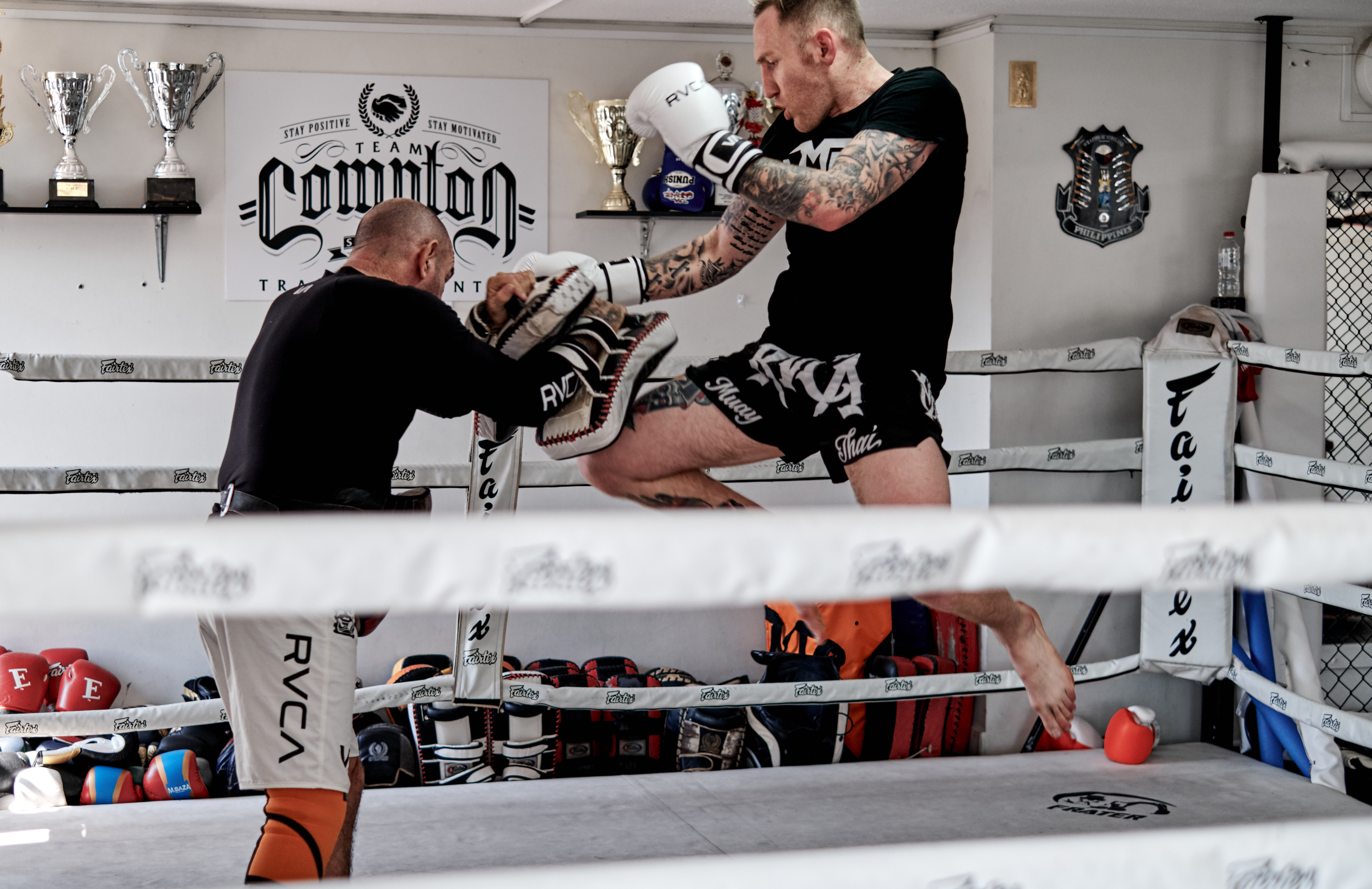 Pad work training at Team Compton
